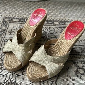 Christian Louboutin Gold Espadrille Wedges